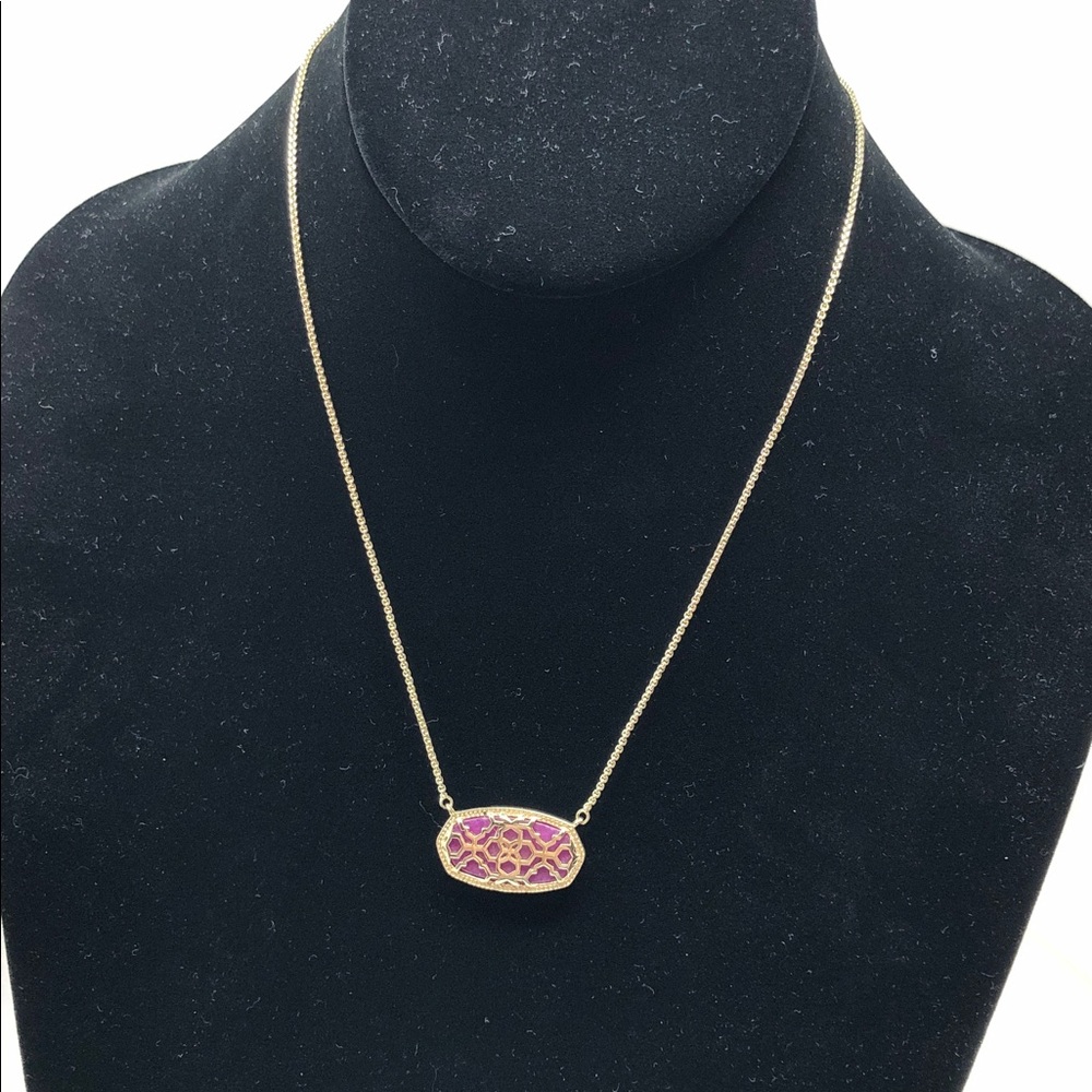 Kendra Scott Necklace Gold Delaney in Purple Jade Bolero Adjustable Chain - Picture 9 of 14